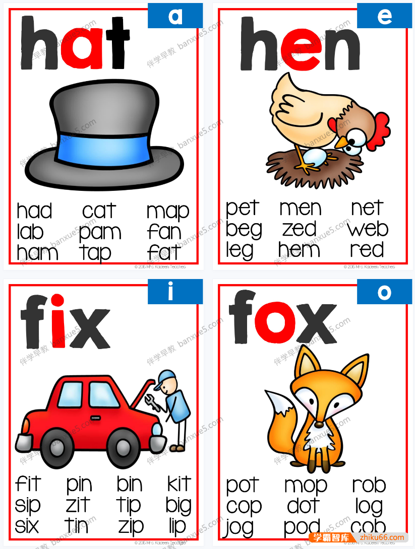 自然拼读词根闪卡《Phonics Poster Mega Bundle》共131张PDF-英语启蒙-第2张